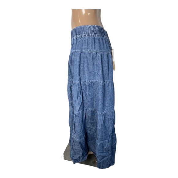 Billy T Womens Willa LayereMaxi Skirt Blue Size L  Lightweight Denim NWT $148 - Picture 5 of 10